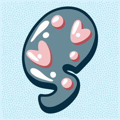 Love bubble alphabet with heart text, letter S