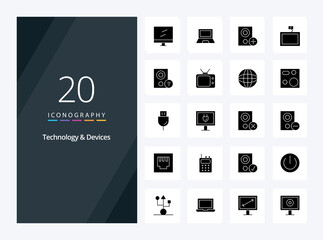 Fototapeta na wymiar 20 Devices Solid Glyph icon for presentation