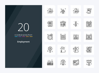 Fototapeta na wymiar 20 Employment Outline icon for presentation