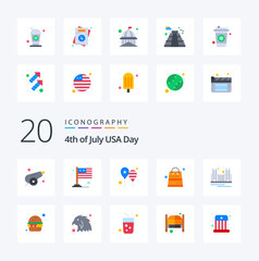 20 Usa Flat Color icon Pack like bridge packages balloons money america flag