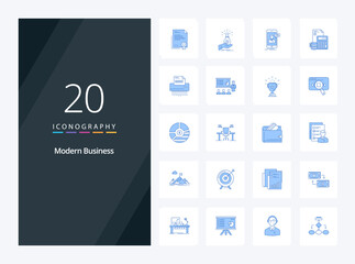 Fototapeta na wymiar 20 Modern Business Blue Color icon for presentation