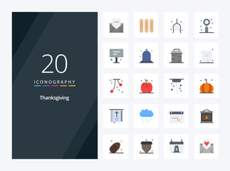 20 Thanks Giving Flat Color icon for presentation
