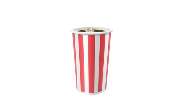 A plastic cup. Cola. Fast food. White background.