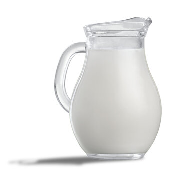 Tasty fresh glass jug of milk