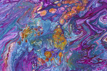 Blue pink fluid acrylic hand painted textures. Abstract ART. Swirls of marble or ripples of agate. Very beautiful creative  Modern paint with the addition of powder. Digital watercolor on canvas
