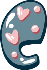 Love bubble alphabet with heart text, letter C