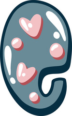 Love bubble alphabet with heart text, letter G