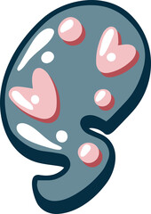 Love bubble alphabet with heart text, letter S