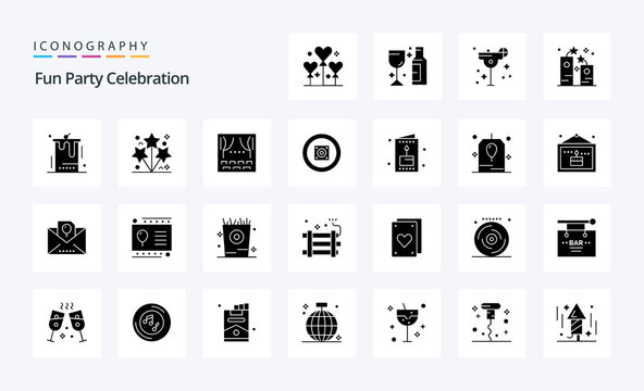 25 Party Solid Glyph icon pack