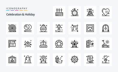 25 Celebration  Holiday Line icon pack