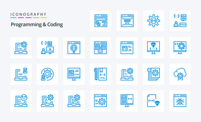 25 Programming And Coding Blue icon pack