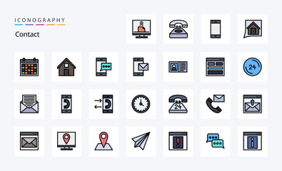 25 Contact Line Filled Style icon pack