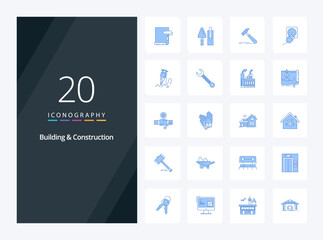 20 Building And Construction Blue Color icon for presentation