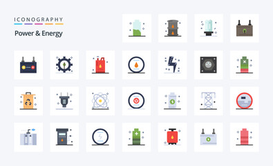 25 Power And Energy Flat color icon pack