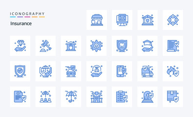 25 Insurance Blue icon pack