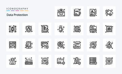 25 Data Protection Line icon pack