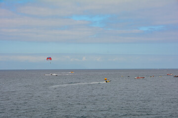 Hustle and bustle on the sea with many boats