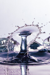 Background of collision of water drops over the surface. Close-up.