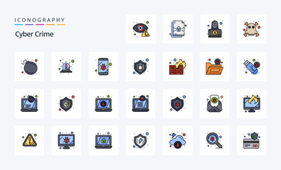 25 Cyber Crime Line Filled Style icon pack