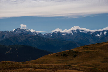 Mountain range and snow caps panorama