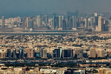 Fototapeta na wymiar Panoramic top view of Dubai city in UAE
