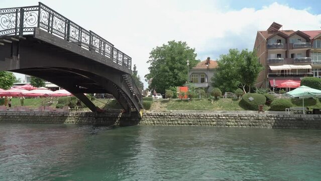Bridge over (Crn Drim) Black Drinriver in Struga, tourist destination in Macedonia near Ohrid Lake