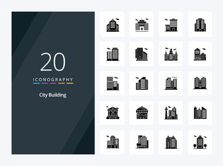 20 City Building Solid Glyph icon for presentation