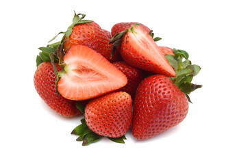 Fresh red ripe strawberry isolated on white, macro image 