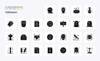 25 Halloween Solid Glyph icon pack