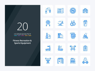 20 Fitness Recreation And Sports Equipment Blue Color icon for presentation