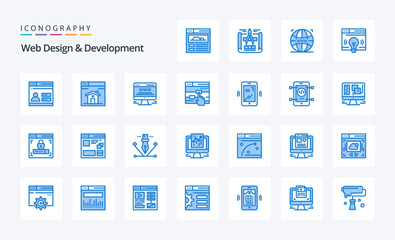 25 Web Design And Development Blue icon pack