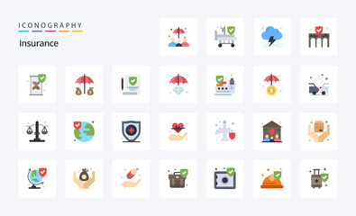 25 Insurance Flat color icon pack