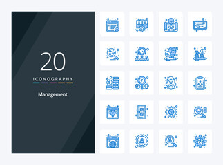 Fototapeta na wymiar 20 Management Blue Color icon for presentation