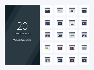 Fototapeta na wymiar 20 Website Wireframe Flat Color icon for presentation
