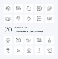 Obraz na płótnie Canvas 20 Creative Skills And Creative Process Line icon Pack like computer type writer idea geometry alignment