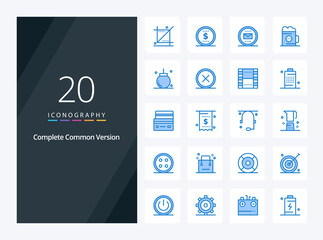 Fototapeta na wymiar 20 Complete Common Version Blue Color icon for presentation