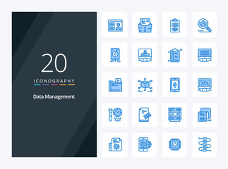 Fototapeta na wymiar 20 Data Management Blue Color icon for presentation