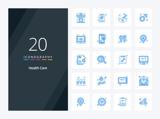 Fototapeta na wymiar 20 Health Care Blue Color icon for presentation