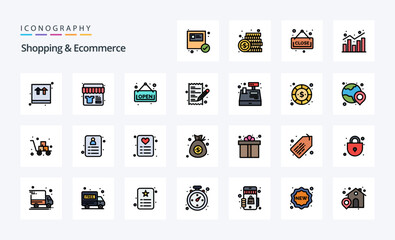 25 Shopping  Ecommerce Line Filled Style icon pack