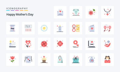 25 Happy Mothers Day Flat color icon pack