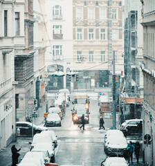 Vienna, Austria: street view in the city on a winter day