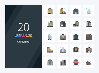 Fototapeta na wymiar 20 City Building Flat Color icon for presentation