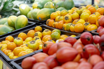 Close up of fruits in supermarket