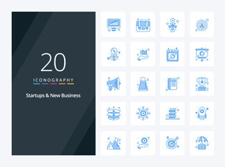 Fototapeta na wymiar 20 Startups And New Business Blue Color icon for presentation