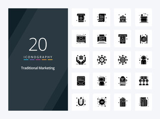Fototapeta na wymiar 20 Traditional Marketing Solid Glyph icon for presentation