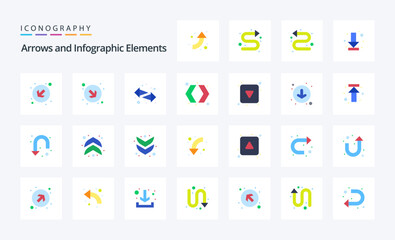 25 Arrow Flat color icon pack