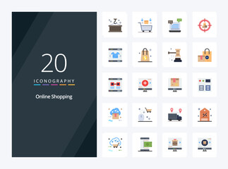 Fototapeta na wymiar 20 Online Shopping Flat Color icon for presentation