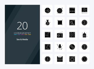 Fototapeta na wymiar 20 Seo Media Solid Glyph icon for presentation