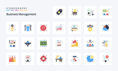 25 Business Management Flat color icon pack