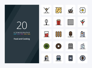 20 Food line Filled icon for presentation